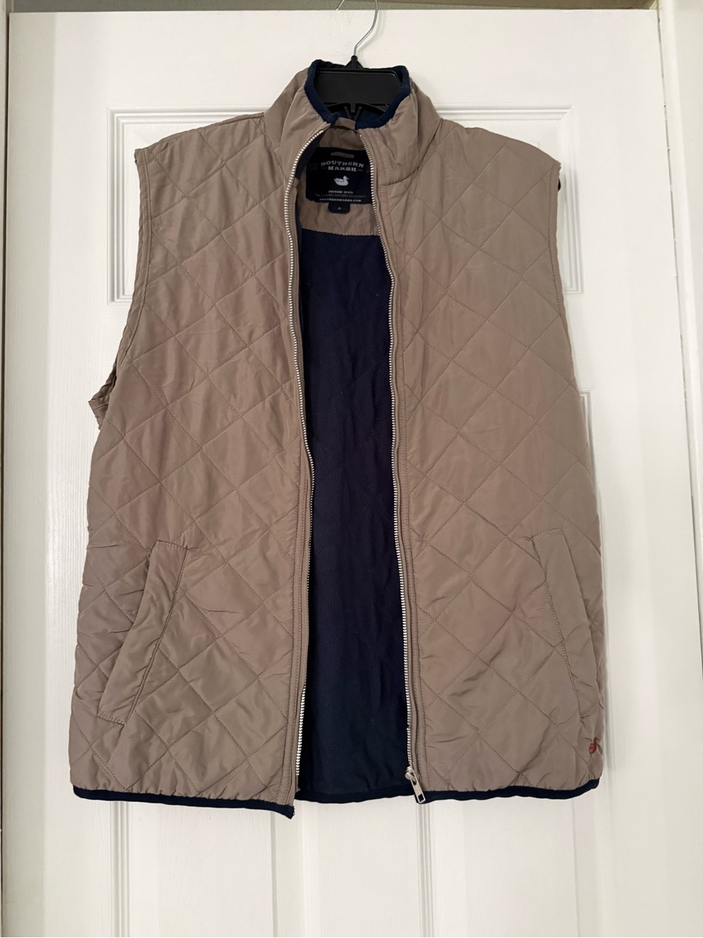 Southern Marsh Quilted Beige Sleeveless Vest